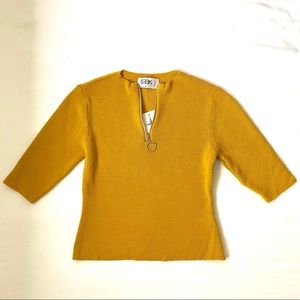 Seek mustard high neck knitted top